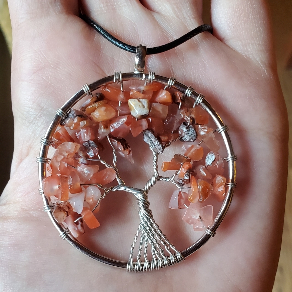 NWOT Tiger Eye Silver Tree of Life Necklace - Picture 5 of 7